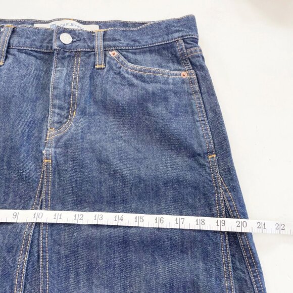 Vtg Y2K Gap Dark Wash Knee Length Jean Denim Skirt Women's sz 8 Modest no slit - Picture 6 of 8